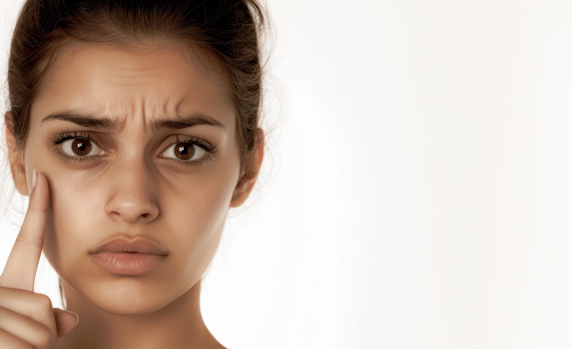 Woman showing dark circles and under-eye concerns