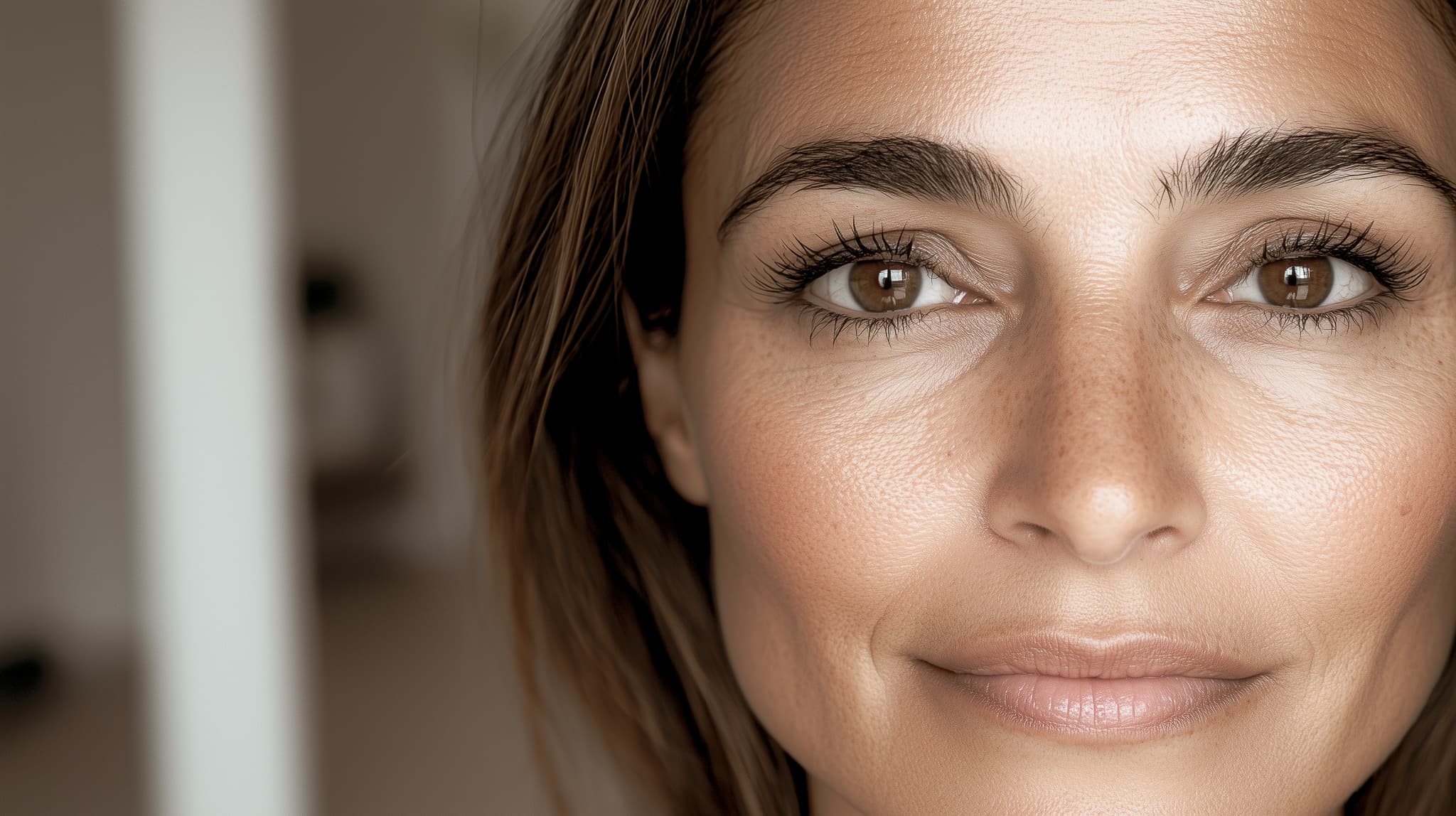 Woman with healthy, youthful skin and natural facial volume