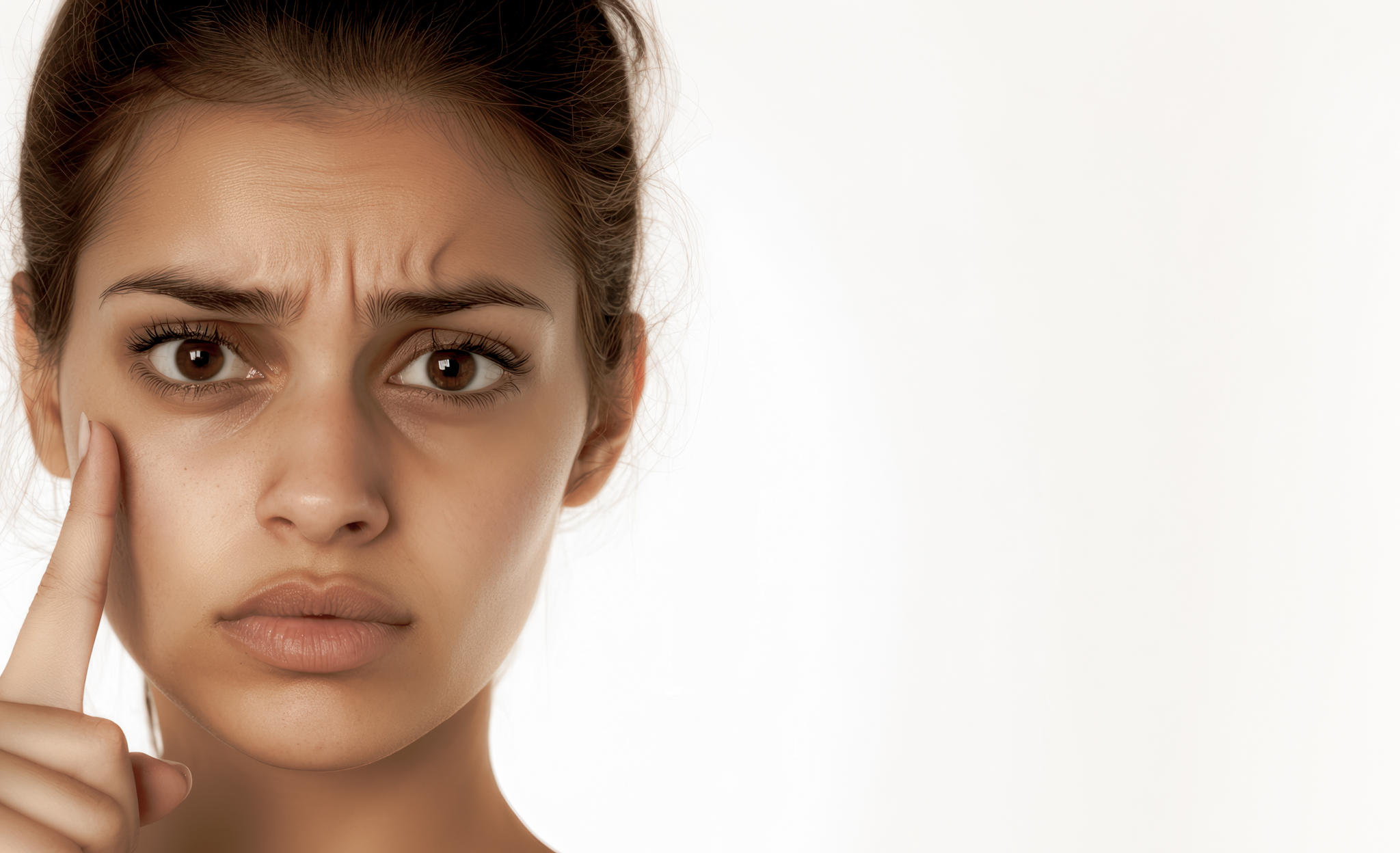 Woman showing dark circles and under-eye concerns