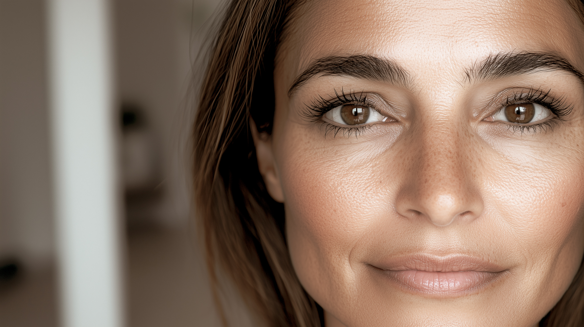 Woman with healthy, youthful skin and natural facial volume